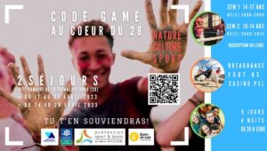 Bandeau, psl28, Code Game, 2 séjours avril 2023, colos apprenantes, au cœur du 28